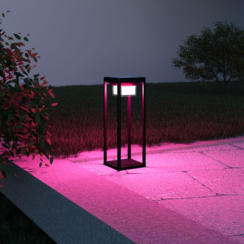 Ningbo Hanyuan smart Tuya rectangular floor lamp lantern black outdoor with pink light.