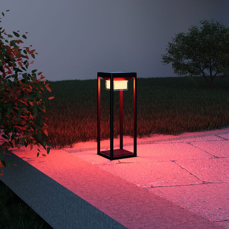 Ningbo Hanyuan smart Tuya rectangular floor lamp lantern black outdoor with red light.