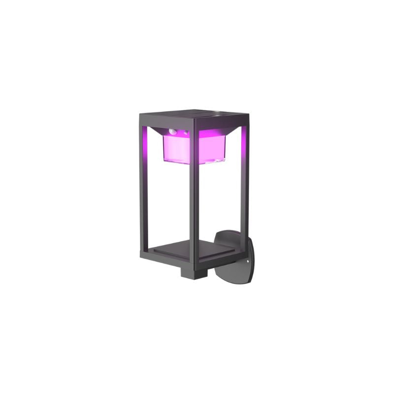 Ningbo Hanyuan smart Tuya wall lamp lantern with purple lighting, modern black outdoor light fixture.