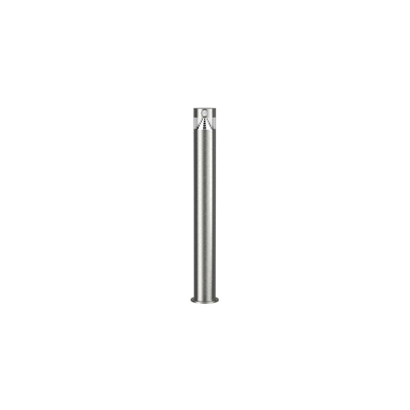 Ningbo Hanyuan Orion silver solar floor lamp standing tall, designed for outdoor use with a sleek, modern look.