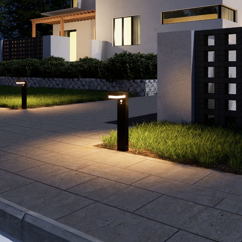 Ningbo Hanyuan solar-powered Venus floor lamp in black, perfect for outdoor pathways or gardens, showcasing sleek design and energy-efficient lighting.