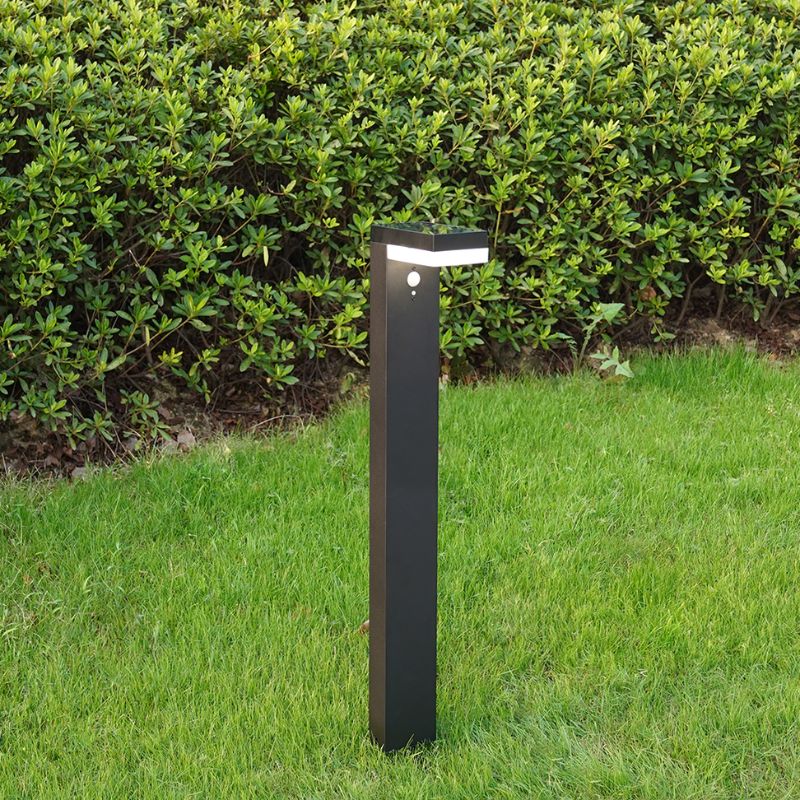 Ningbo Hanyuan solar-powered Venus floor lamp in black, ideal for outdoor yard lighting, featuring a sleek design with a built-in motion sensor.